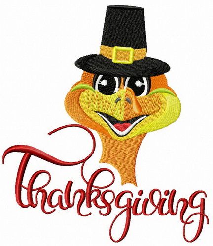 Thanksgiving with funny turkey machine embroidery design
