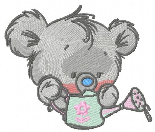 Teddy with watering can 4 machine embroidery design