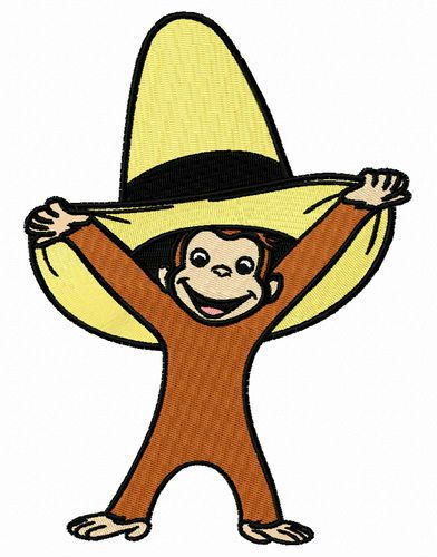 Curious George with yellow hat machine embroidery design