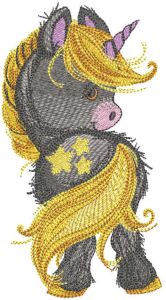 Cute baby unicorn embroidery design