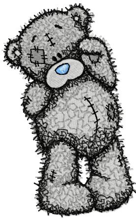 Teddy bear bye-bye machine embroidery design