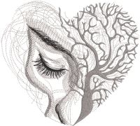 Two halves of my tree of life embroidery design