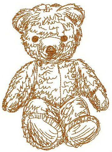 Old bear toy 4 machine embroidery design