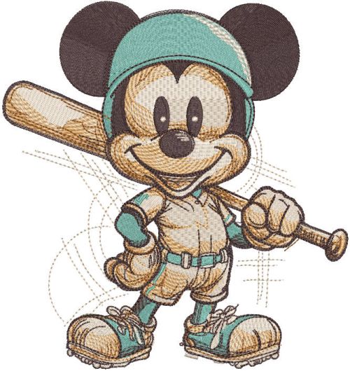 Mickey Mouse Baseball sketch embroidery design