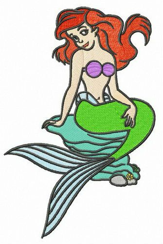 Ariel on the rock machine embroidery design