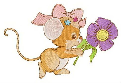 Mouse rushing to party machine embroidery design