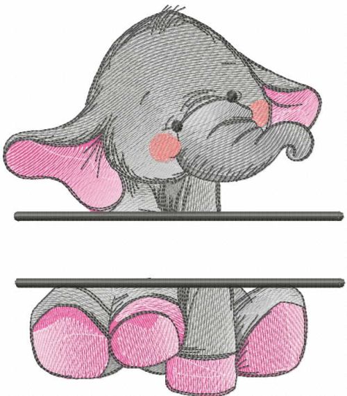 Elephant monogram embroidery design