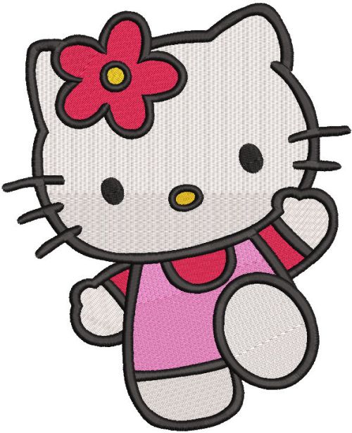 Hello kitty dancing embroidery design
