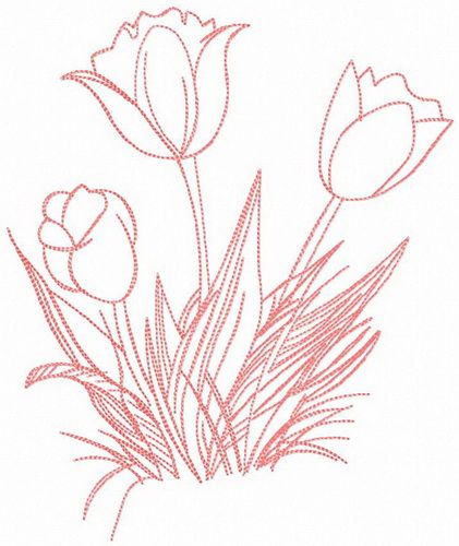 Spring tulips machine embroidery design