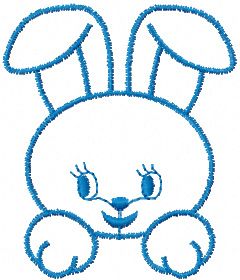 Little happy bunny face embroidery design