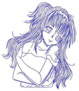 Anime girl 5 embroidery design