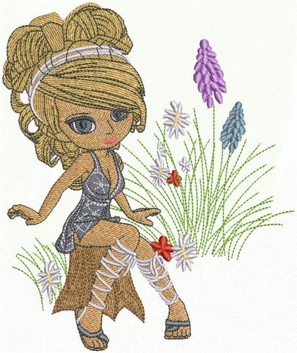Girl in forest 2 machine embroidery design