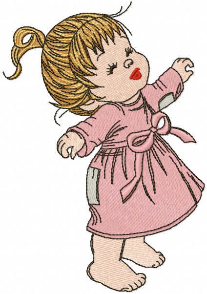 Happy baby girl embroidery design