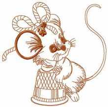 Thoughtful mouse embroidery design