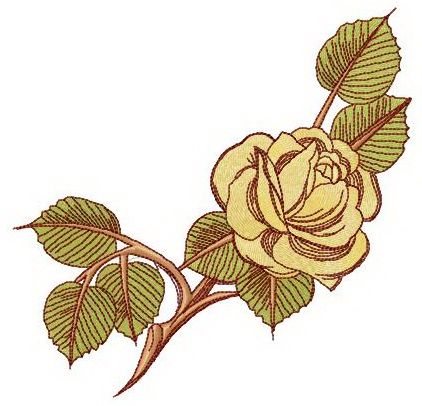 Fresh yellow rose machine embroidery design