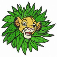 Simba in leaf collar embroidery design