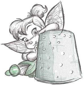 Tinker fairy with thimble embroidery design