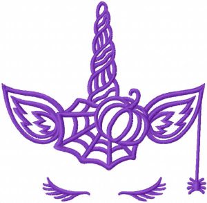 Violet halloween unicorn embroidery design