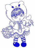 Girl in cat hat 4 embroidery design