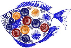 Modern fish embroidery design