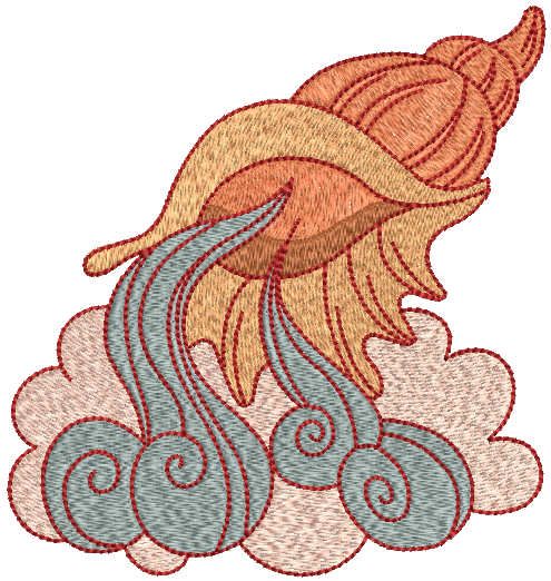 Orange shell embroidery design