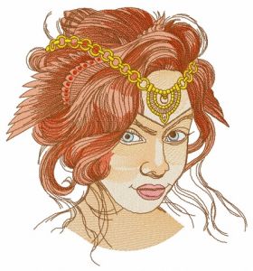 Hairstyle with wing decoration embroidery design