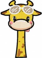 Giraffe with sunglasses embroidery design