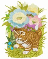 Hiding in garden flowers embroidery design