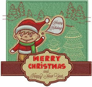Сhristmas card embroidery design