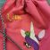School bag with coquette unicorn embroidery design