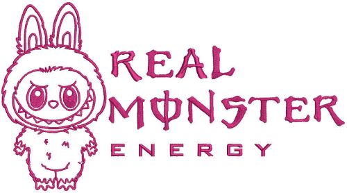 Labubu real monster energy embroidery design