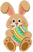 Bunny with a painted Easter egg embroidery design