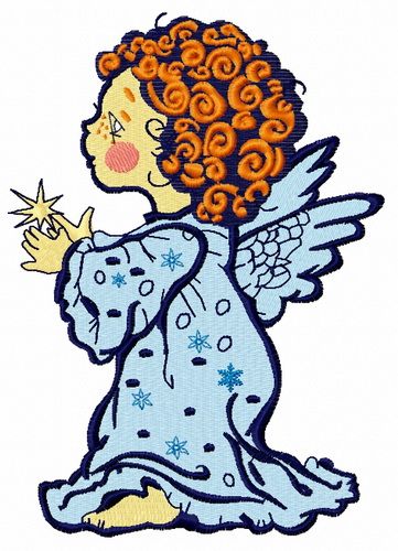 Angel with star 2 machine embroidery design