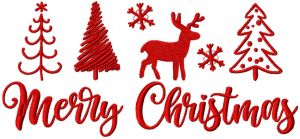 Merry Christmas classic symbols embroidery design