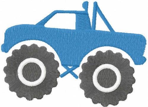Blue monster truck embroidery design