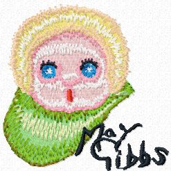 Gumnut May Gibbs free machine embroidery design