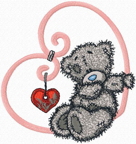 Teddy Bear my love machine embroidery design