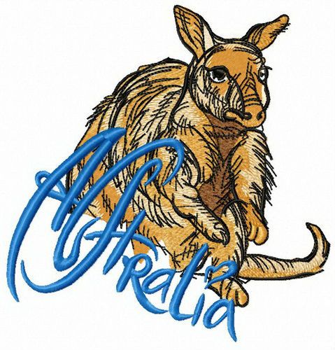 Kind kangaroo machine embroidery design