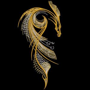 Gold dragon embroidery design