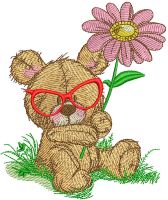 Bear botanist embroidery design