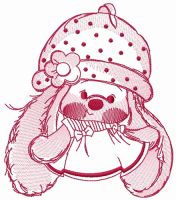 Bunny Mi in summer dress one color embroidery design