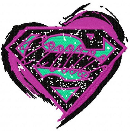 Supergirl's heart open machine embroidery design