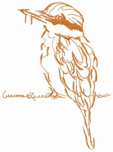 Brown shrike on wire machine embroidery design  