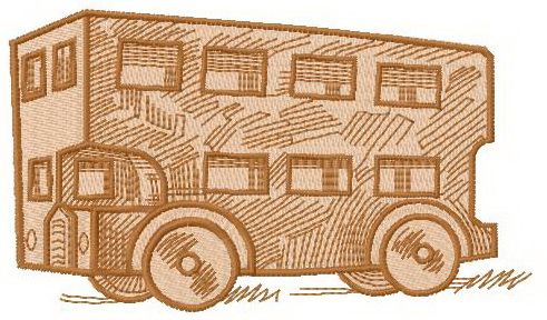 Wooden bus machine embroidery design