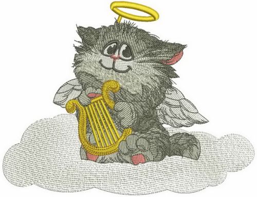 Angelic cat machine embroidery design