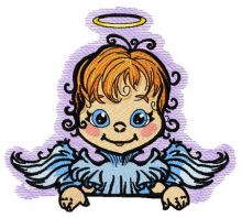 Angel with poster 6 embroidery design