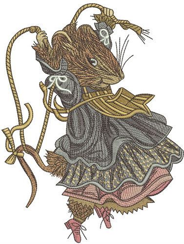 Rat jumping rope machine embroidery design