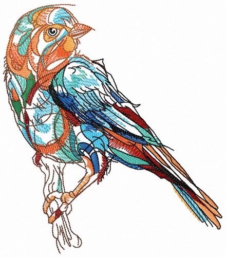 Colorful sparrow machine embroidery design