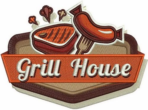 Grill house machine embroidery design