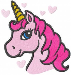 Pink baby unicorn embroidery design